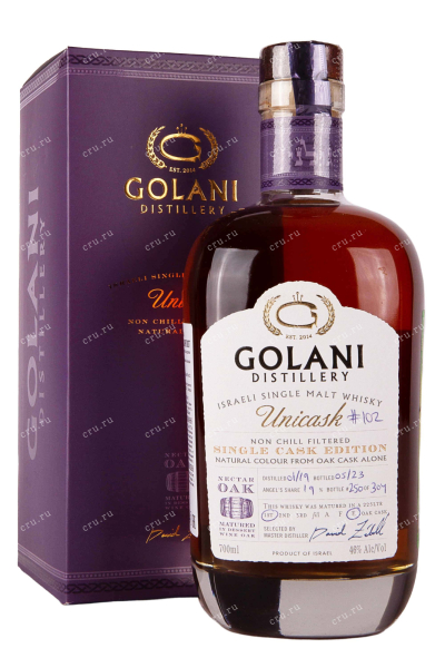 Виски Golani Unicask Nectar Oak Single Malt in gift box  0.7 л