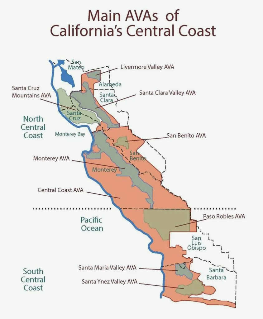 Карта региона Central Coast