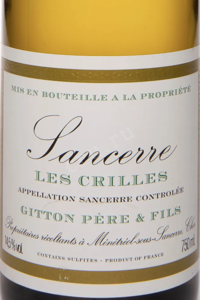Этикетка Gitton Pere & Fils Sancerre Gitton Les Crilles 2023 0.75 л