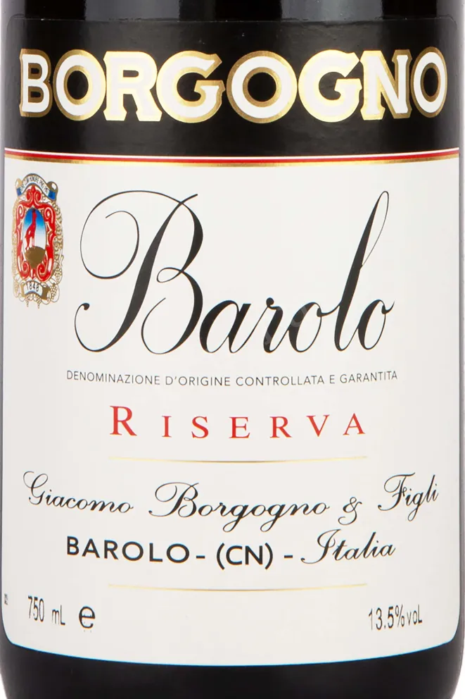 Этикетка Borgogno Barolo Riserva with gift box 1988 0.75 л