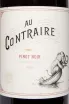 Этикетка Au Contraire Pinot Noir Sonoma Coast 2019 0.75 л