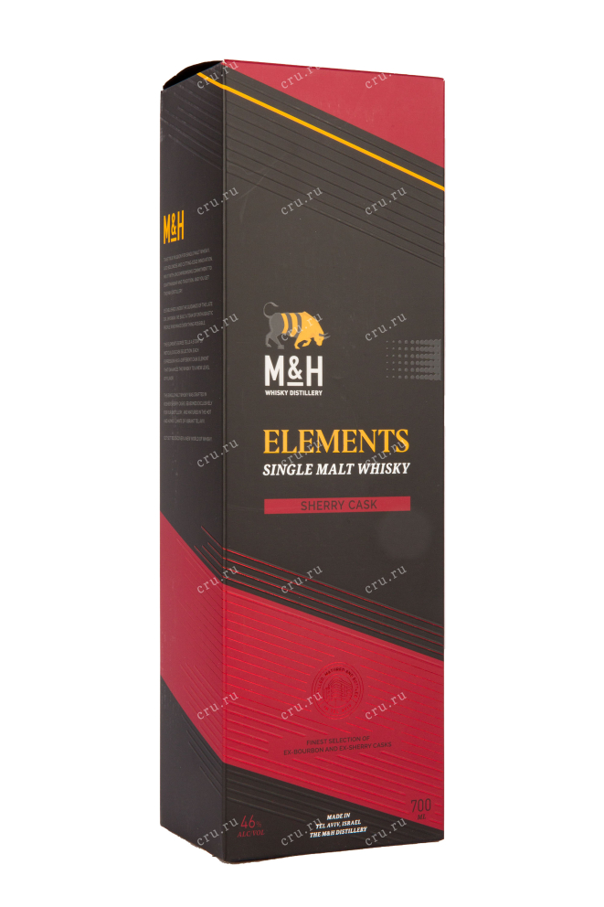Подарочная коробка виски M&H Elements Sherry 0.7