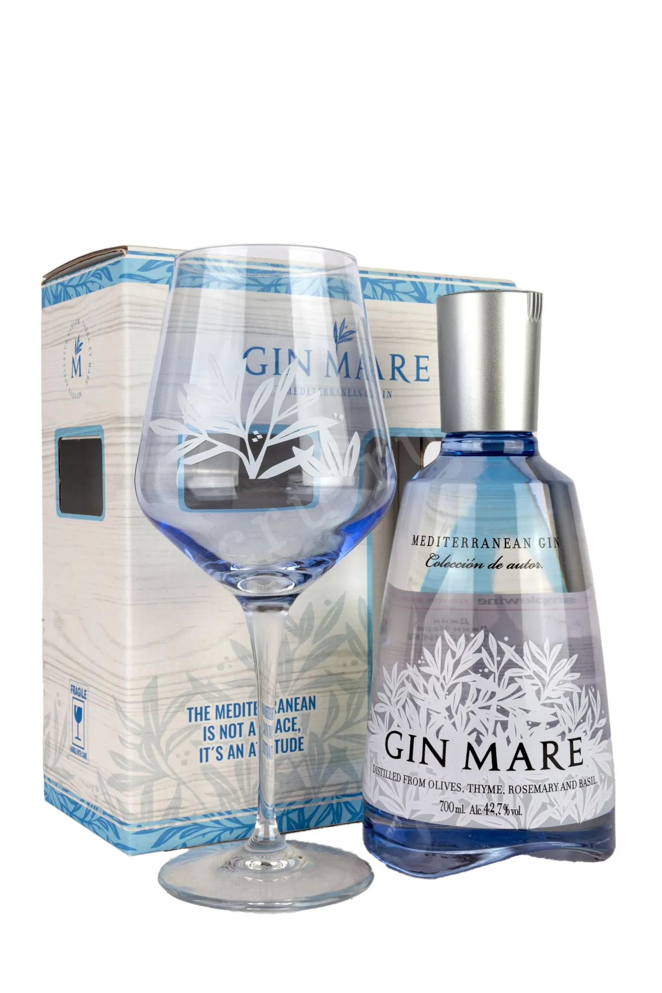 Фото — Джин Gin Mare Medditerian gift set with glass  0.7 л