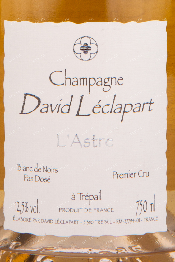 Этикетка игристого вина David Leclapart L'Astre Blanc de Noirs 0.75 л