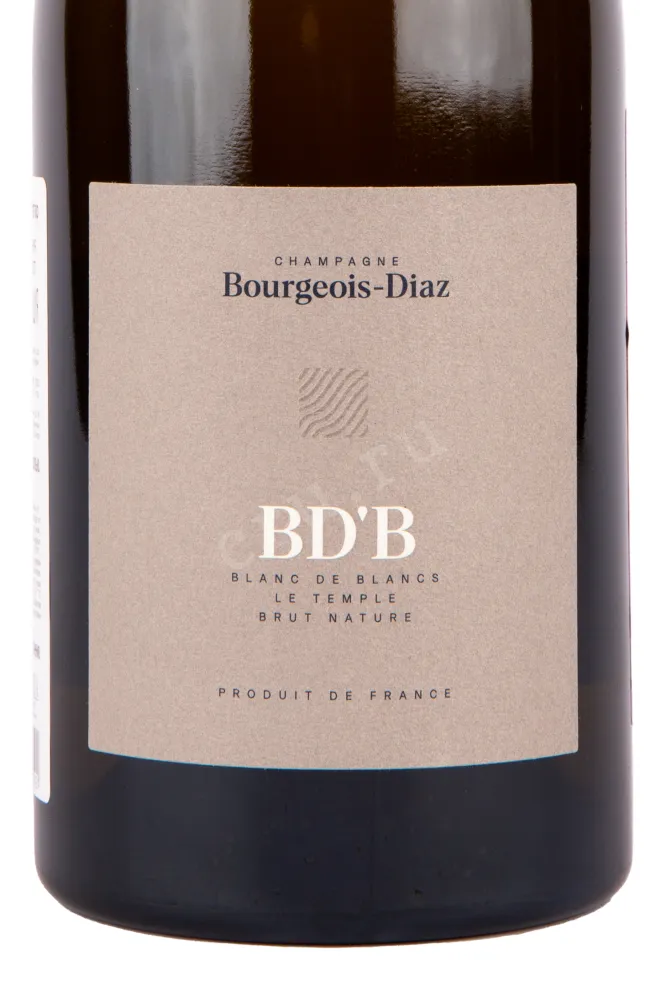 Этикетка игристого вина Bourgeois-Diaz Blanc de Blancs Le Temple Brut Nature 0.75 л