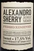 Этикетка Alexandro Pedro Ximenez 2020 0.75 л