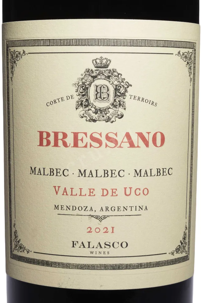 Этикетка Bressano Malbec Malbec Malbec 2021 0.75 л