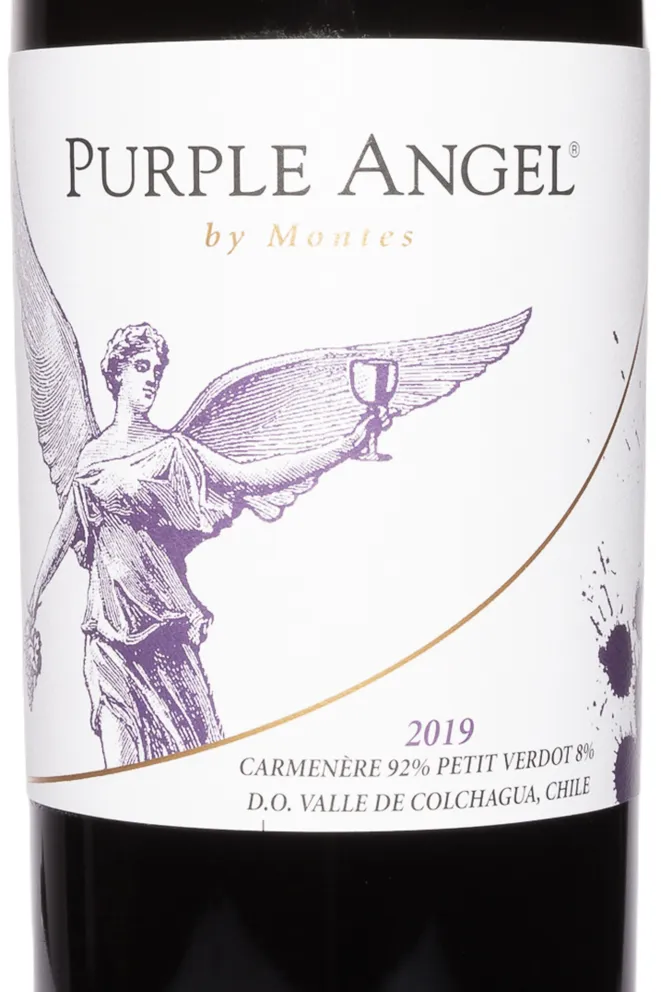 Этикетка Montes Purple Angel in wooden box 2019 1.5 л