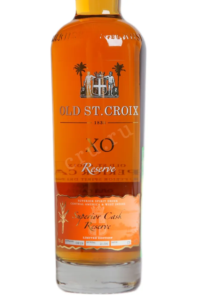 Этикетка Old St. Croix Reserve Superior Cask XO in gift box 0.7 л