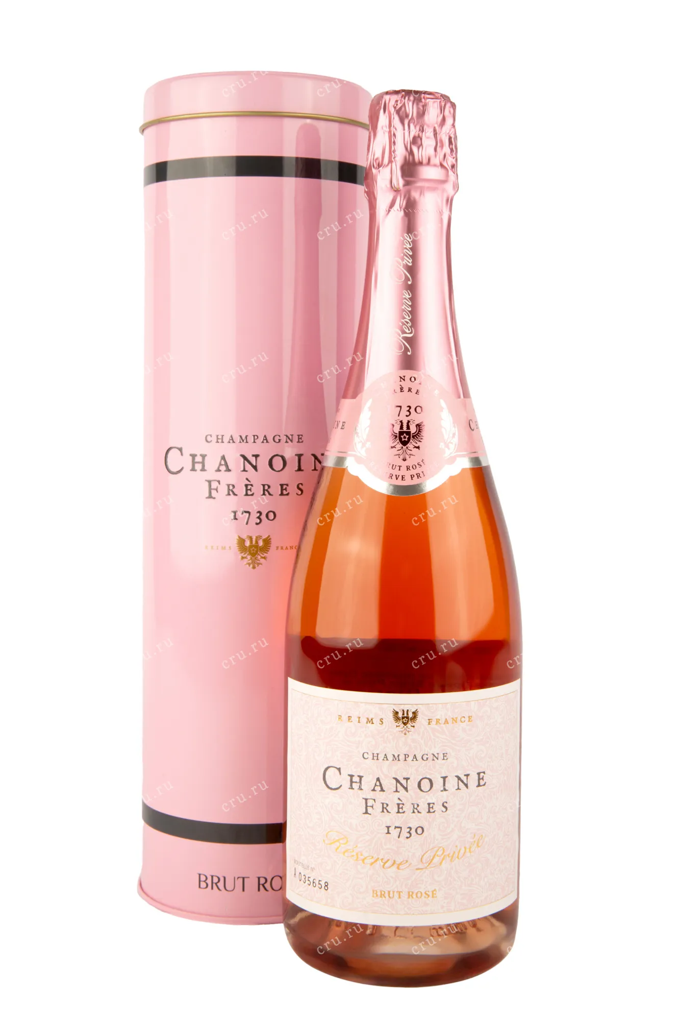 Фото — Шампанское Chanoine Freres Reserve Privee Brut Rose in tube  0.75 л