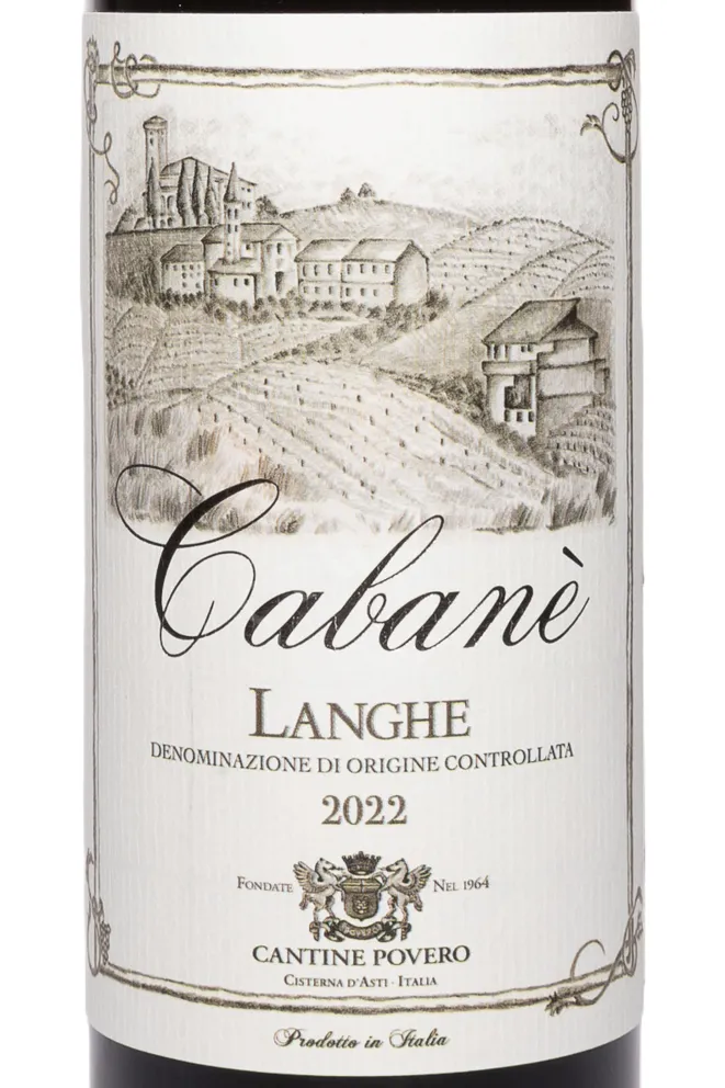Этикетка Cantine Povero Cabane Langhe DOC 2022 0.75 л