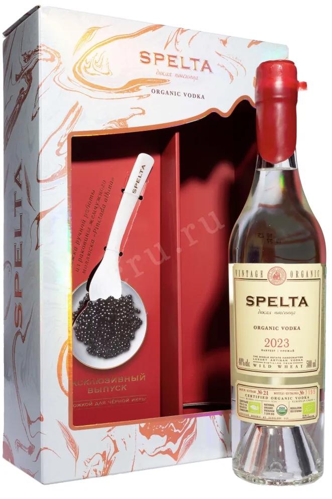 Водка Спельта Органик в подарочной упаковке с перламутровой ложкой  0.5 л
