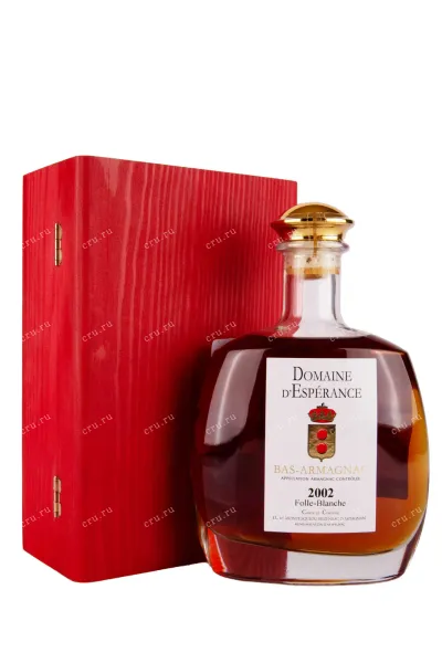 Арманьяк Bas-Armagnac Folle-Blanche Domaine d'Esperance in wooden box 2002 0.7 л