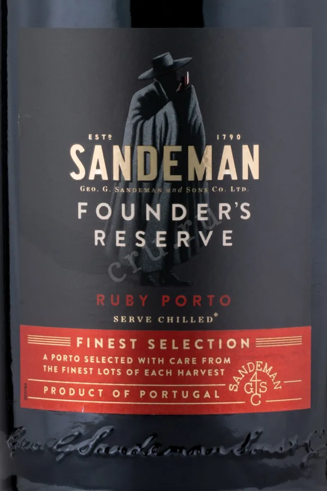 Этикетка портвейна Сандеман Фаундерз Резерв в тубе 0.75 л
