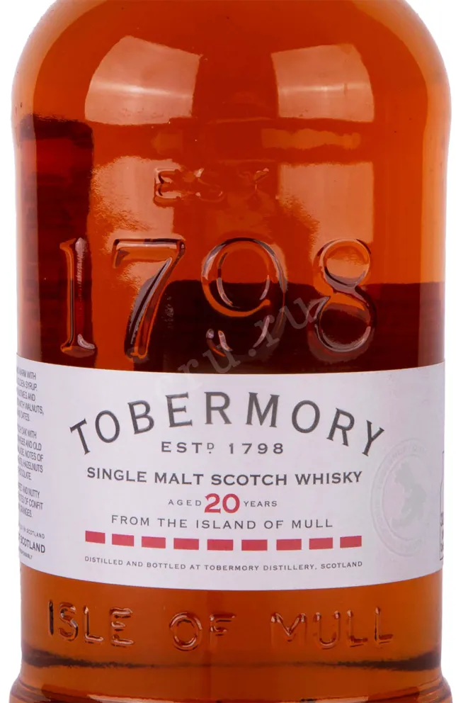 Этикетка Tobermory 20 years in gift box 0.7 л