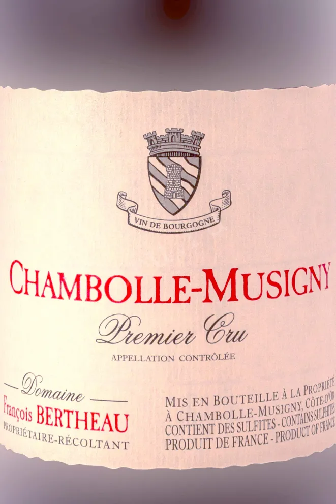 Этикетка Francois Bertheau Chambolle-Musigny Premier Cru 2019 0.75 л