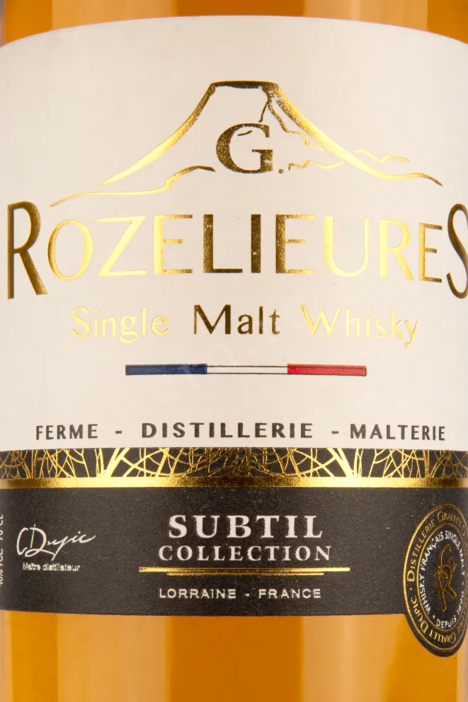 Этикетка виски Розелье Субтиль Коллексьон Сингл Молт 0,7