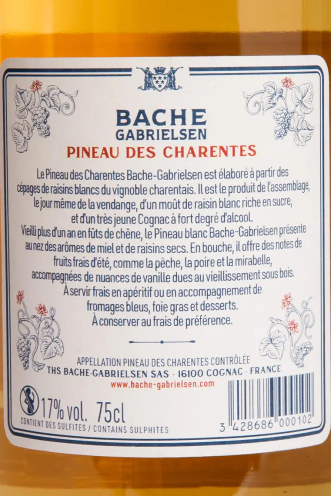 Контрэтикетка Bache Gabrielsen White Pineau des Charentes 2022 0.75 л