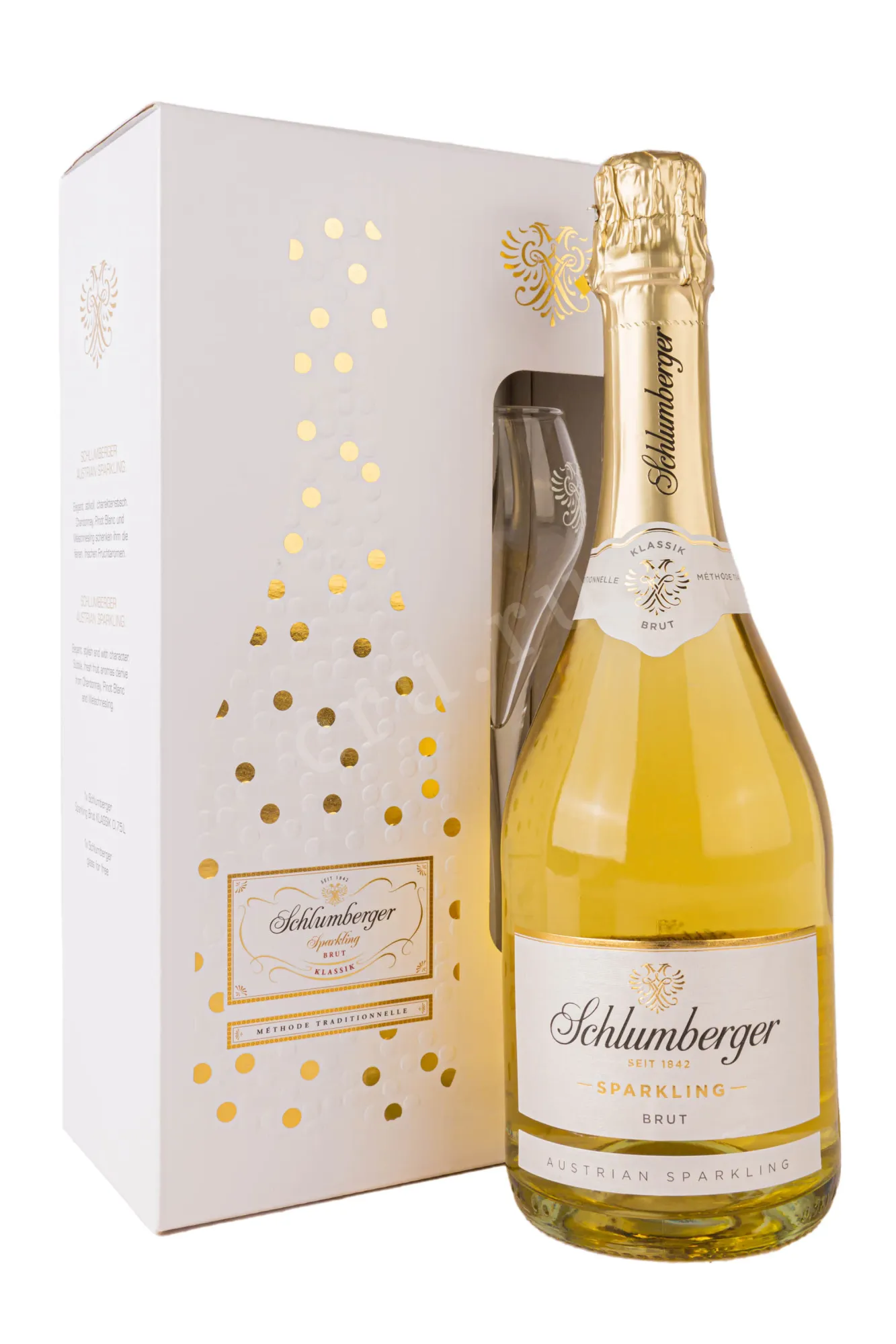 Фото — Игристое вино Schlumberger Sparkling Brut Klassik + glass 2018 0.75 л
