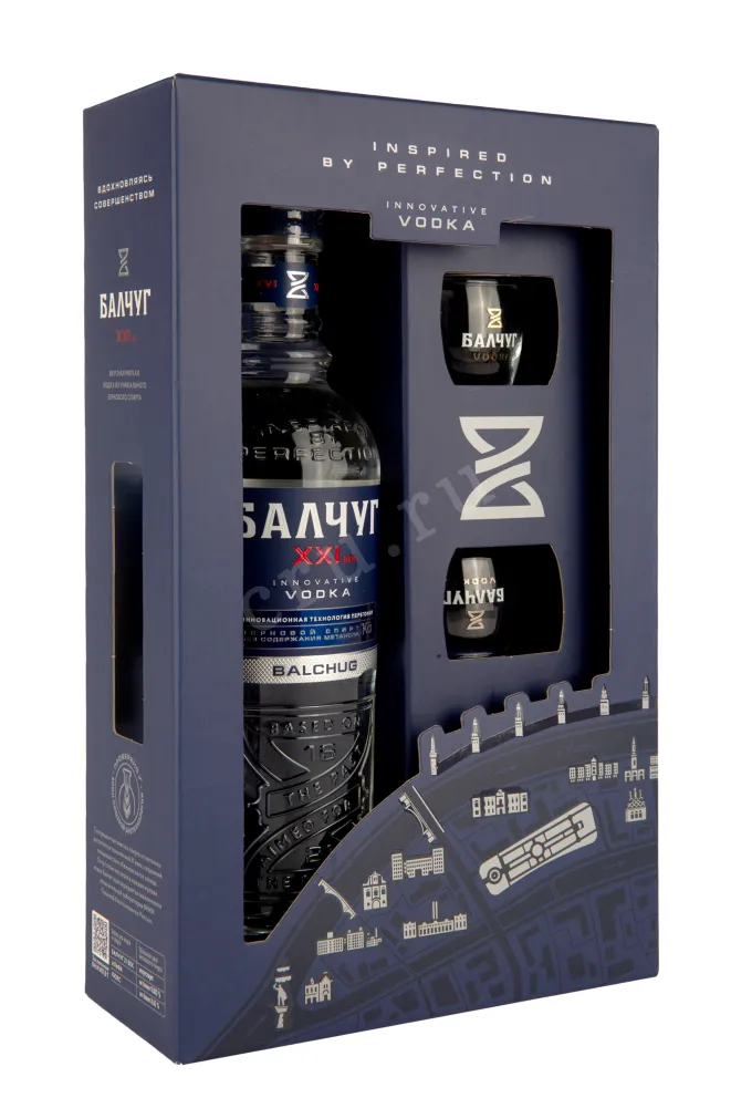 Водка Балчуг 21 век в подарочной упаковке с двумя рюмками  0.7 л