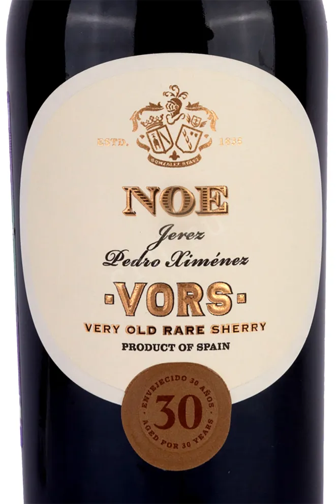 Этикетка Gonzalez Byass Noe Pedro Ximenez 30 Years Old in tube 1989 0.75 л