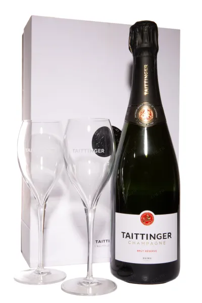 Шампанское Taittinger Brut Reserve in gift box with 2 glasses 2017 0.75 л