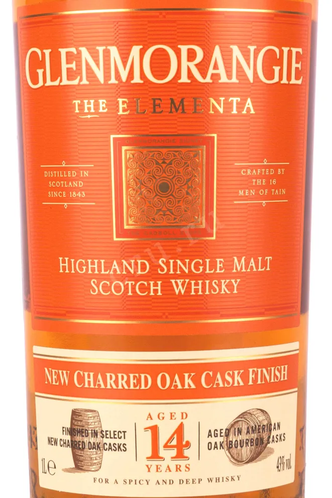 Этикетка Glenmorangie The Elementa 14 years old gift box 1 л