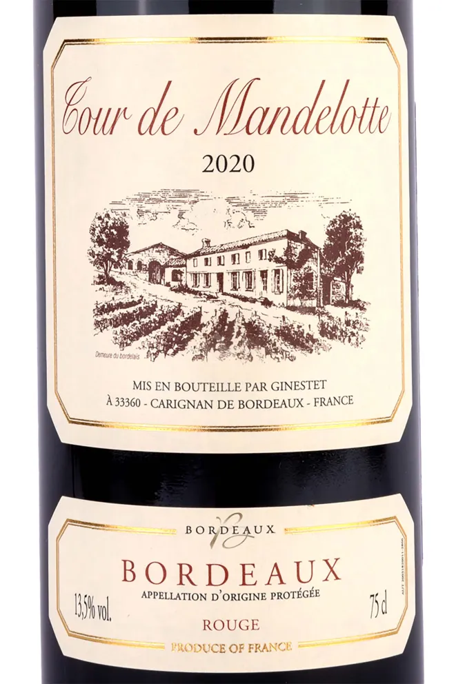 Этикетка Tour de Mandelotte Bordeaux 2020 0.75 л