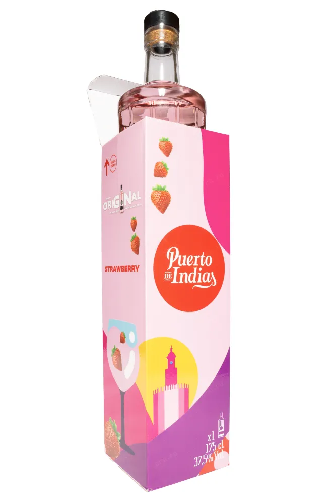 В подарочной коробке Puerto de Indias Sevillian Gin Premium Strawberry in gift box 1.75 л