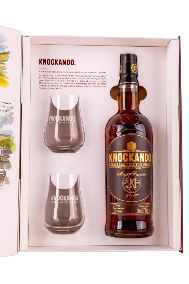 В подарочной коробке Knockando Master Reserve 21 years old with 2 glasses in gift box 0.7 л