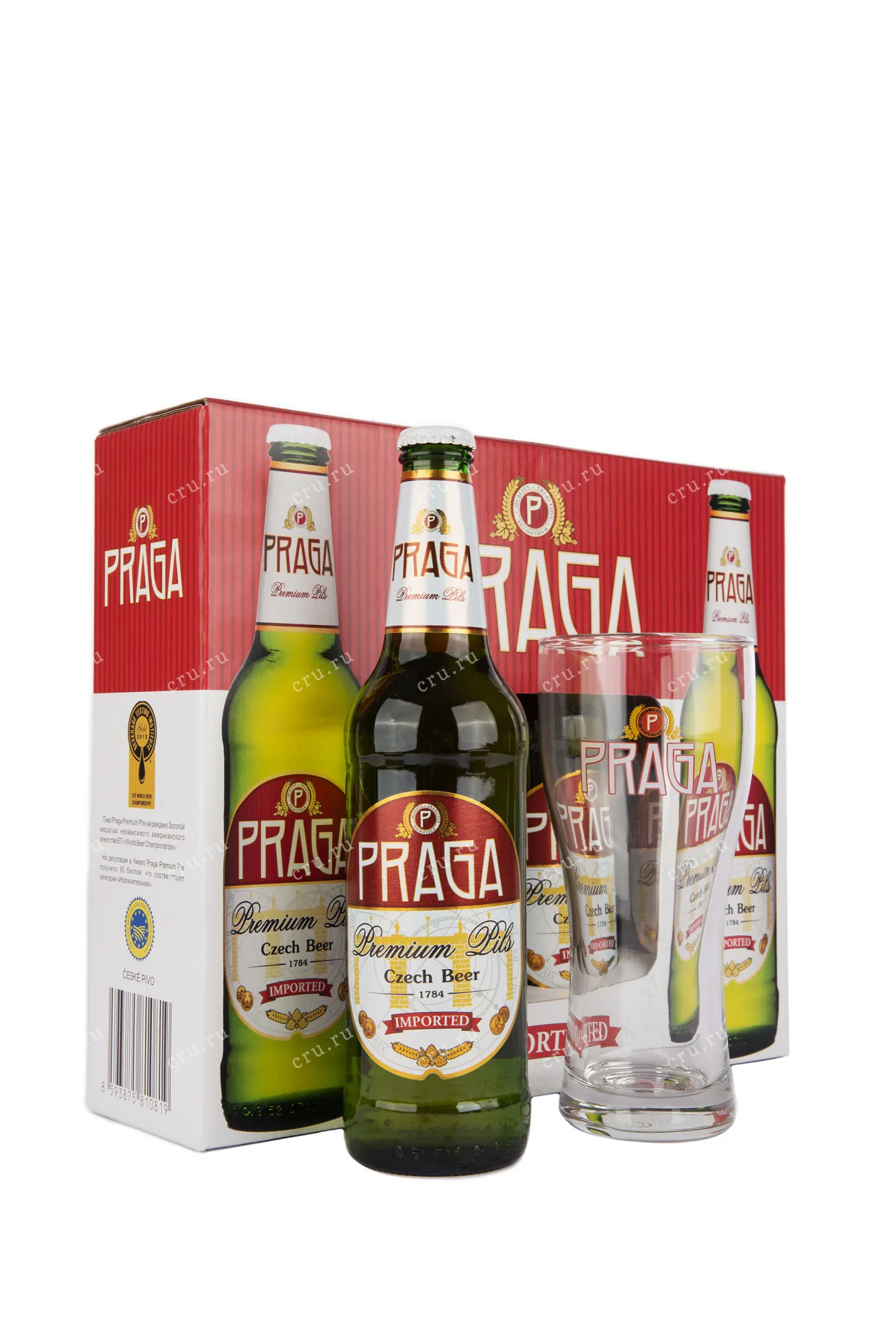 Фото — Пиво Praga Premium Pils set gift box & glass  0.5 л