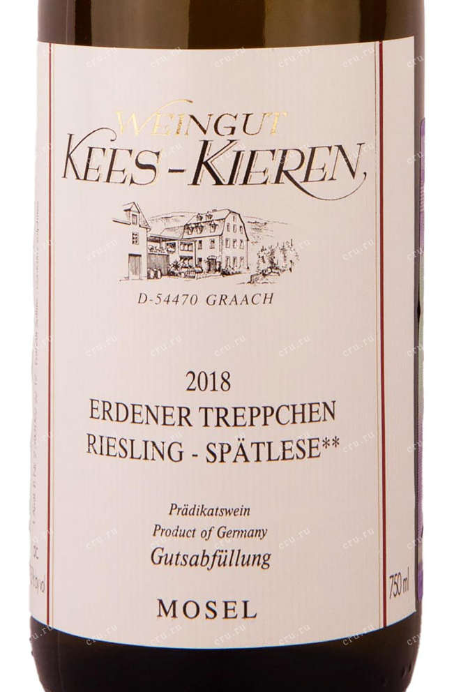 Этикетка Erdener Treppchen Riesling Spatlese Weingut Kees-Kieren 2018 0.75 л
