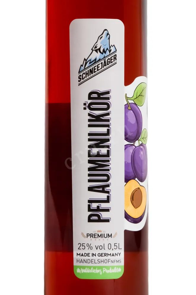 Этикетка Schnee Jager Peflaumen Likor 0.5 л