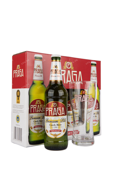 Пиво Praga Premium Pils set gift box & glass  0.5 л