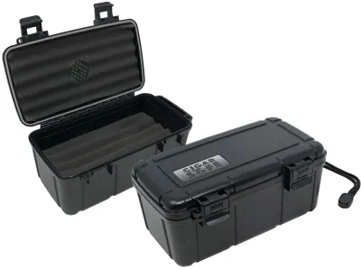 Humidor Aficionado Travel Cigar Safe Black 15 Cigars