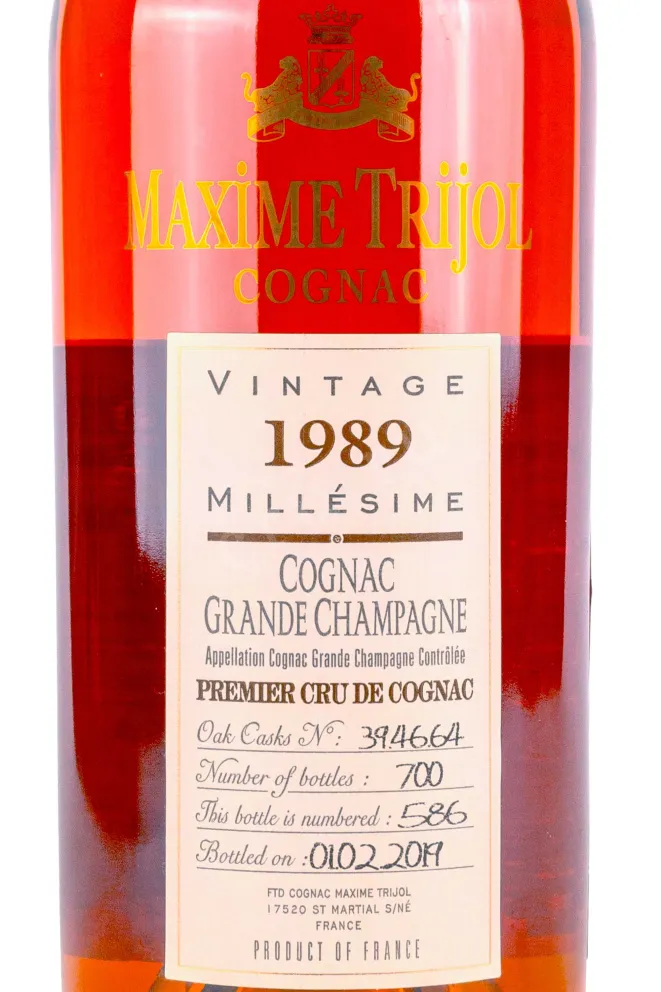 Этикетка Maxime Trijol 1989 0.7 л