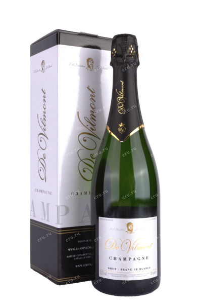 Шампанское Champagne De Vilmont Blanc de Blancs Brut gift box 2018 0.75 л