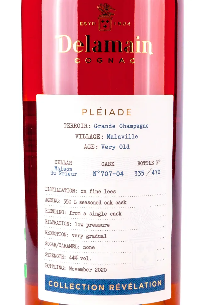 Этикетка Delamain Pleiade Collection Revelation Malaville in gift box 0.7 л