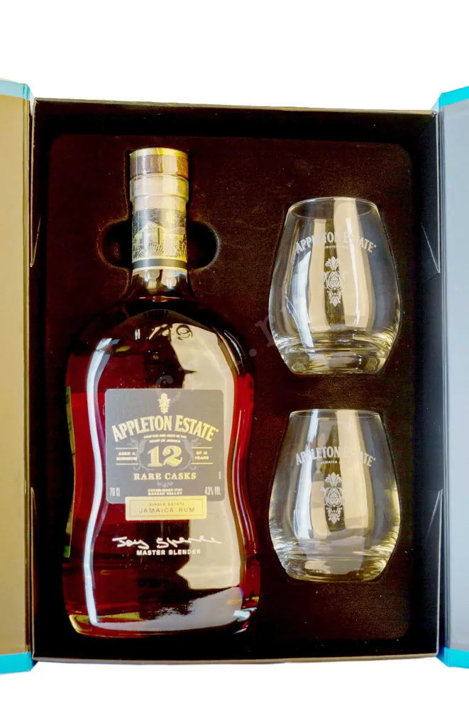 Набор с бокалами Appleton Estate Rare Blend Casks 12 years in giftset with 2 glasses 0.7 л