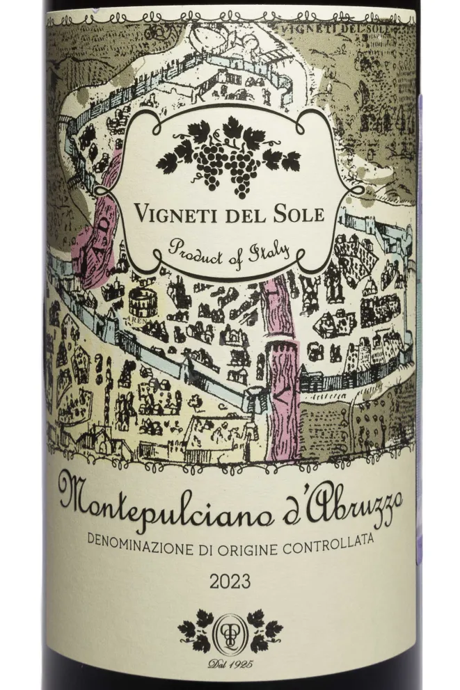 Этикетка Vigneti Del Sole Montepulciano d'Abruzzo DOC 2023 0.75 л