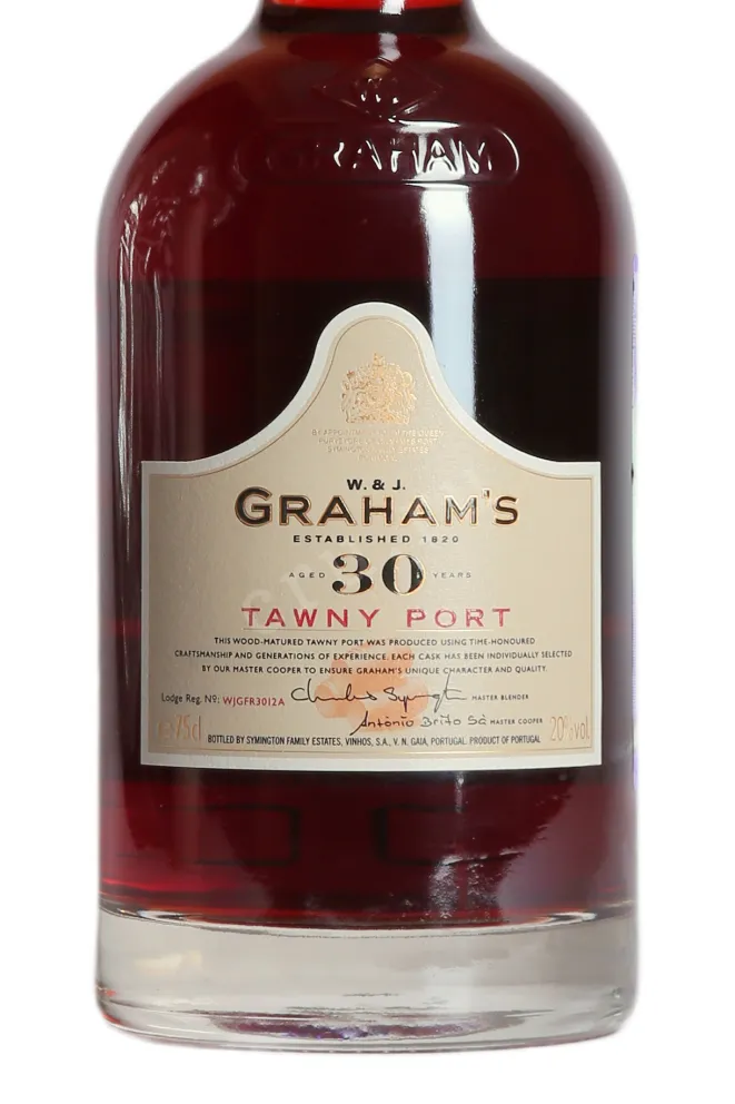 Этикетка Grahams 30 years Tawny in tube 1999 0.75 л