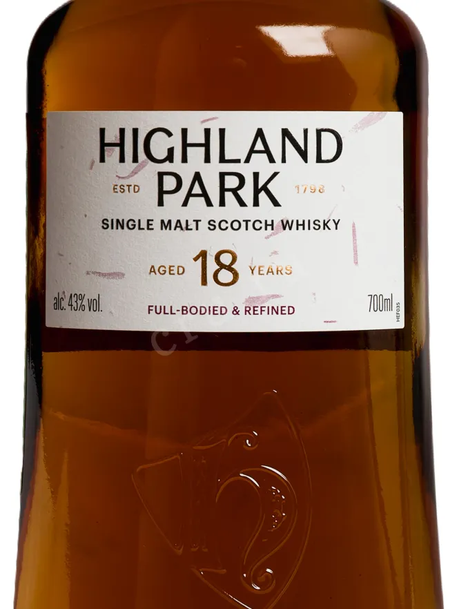 Этикетка Highland Park 18 years 0.7 л