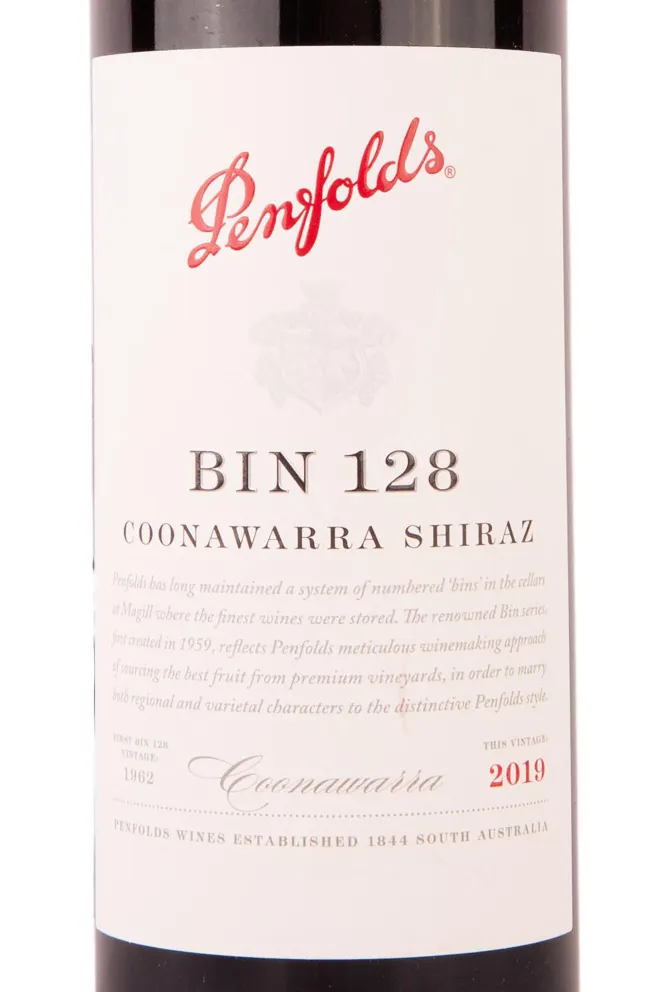 Этикетка Penfolds Bin 128 Shiraz 2019 0.75 л