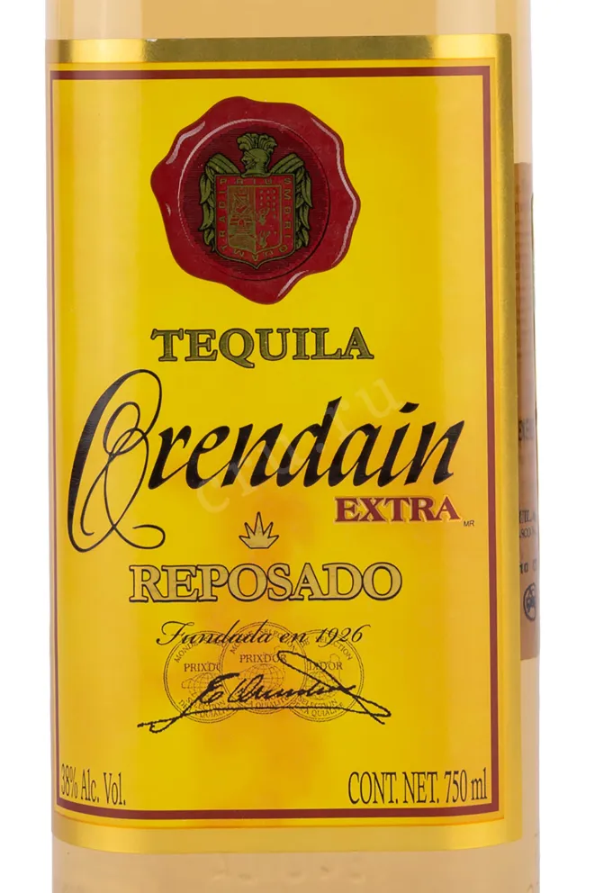 Этикетка Orendain Extra Reposado 0.75 л
