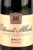 Этикетка Vitteaut-Alberti Cremant de Bourgogne Blanc Brut 2020 0,375 л