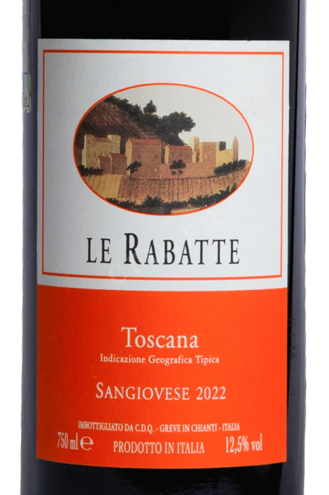 Этикетка Sangiovese Le Rabatte 2022 0.75 л