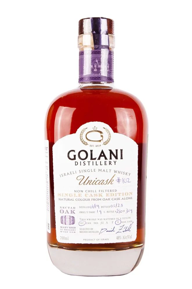Бутылка Golani Unicask Nectar Oak Single Malt in gift box 0.7 л