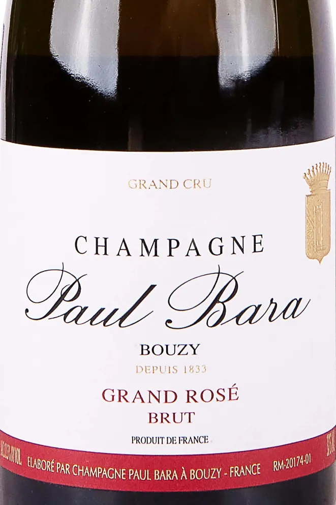 Этикетка Paul Bara Grand Rose Brut Grand Cru Bouzy 2020 0.375 л