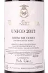 Этикетка Vega Sicilia Unico Ribera del Duero 2013 0.75 л