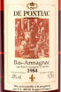 Этикетка Bas-Armagnac De Pontiac wooden box 1984 0.7 л